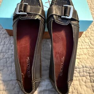AEROSOLES Women's Dark Brown Loafers with Buckle